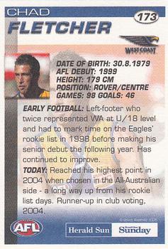 2005 Select Herald Sun AFL #173 Chad Fletcher Back